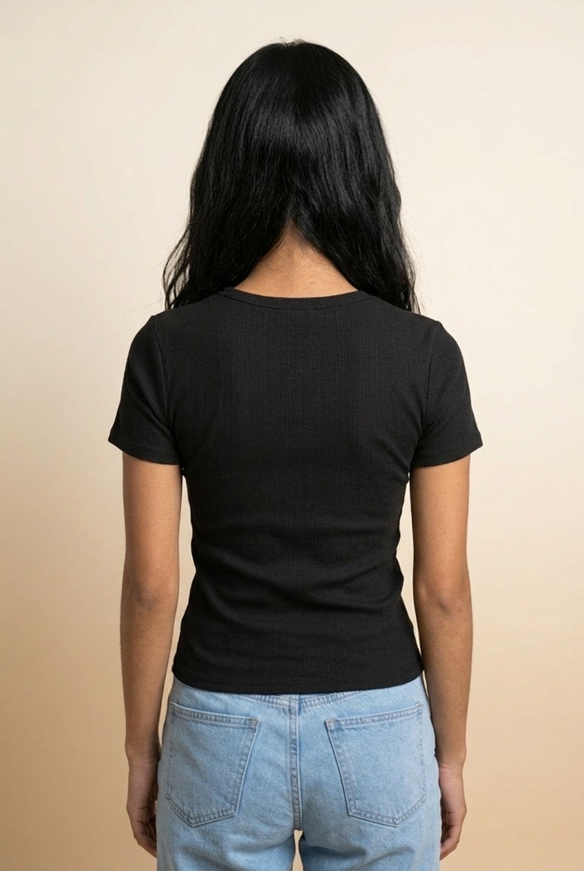 Women's Ribbed Crew Neck Tee