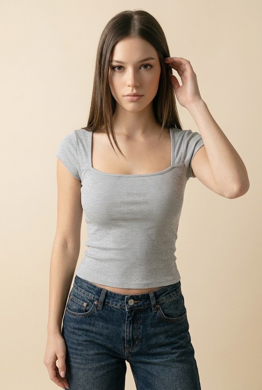 Women's Everyday Ribbed Square Neck Tee